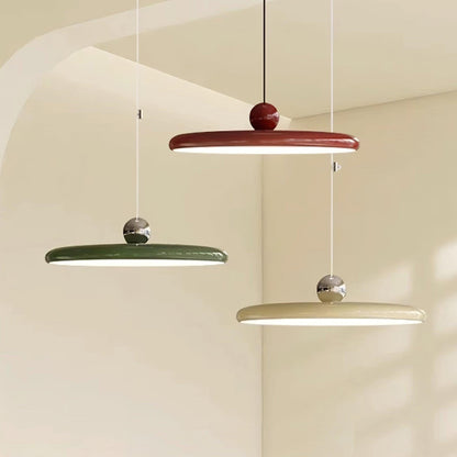 Lampada a sospensione con braccio regolabile e paralume a disco in metallo, LED integrato dimmerabile