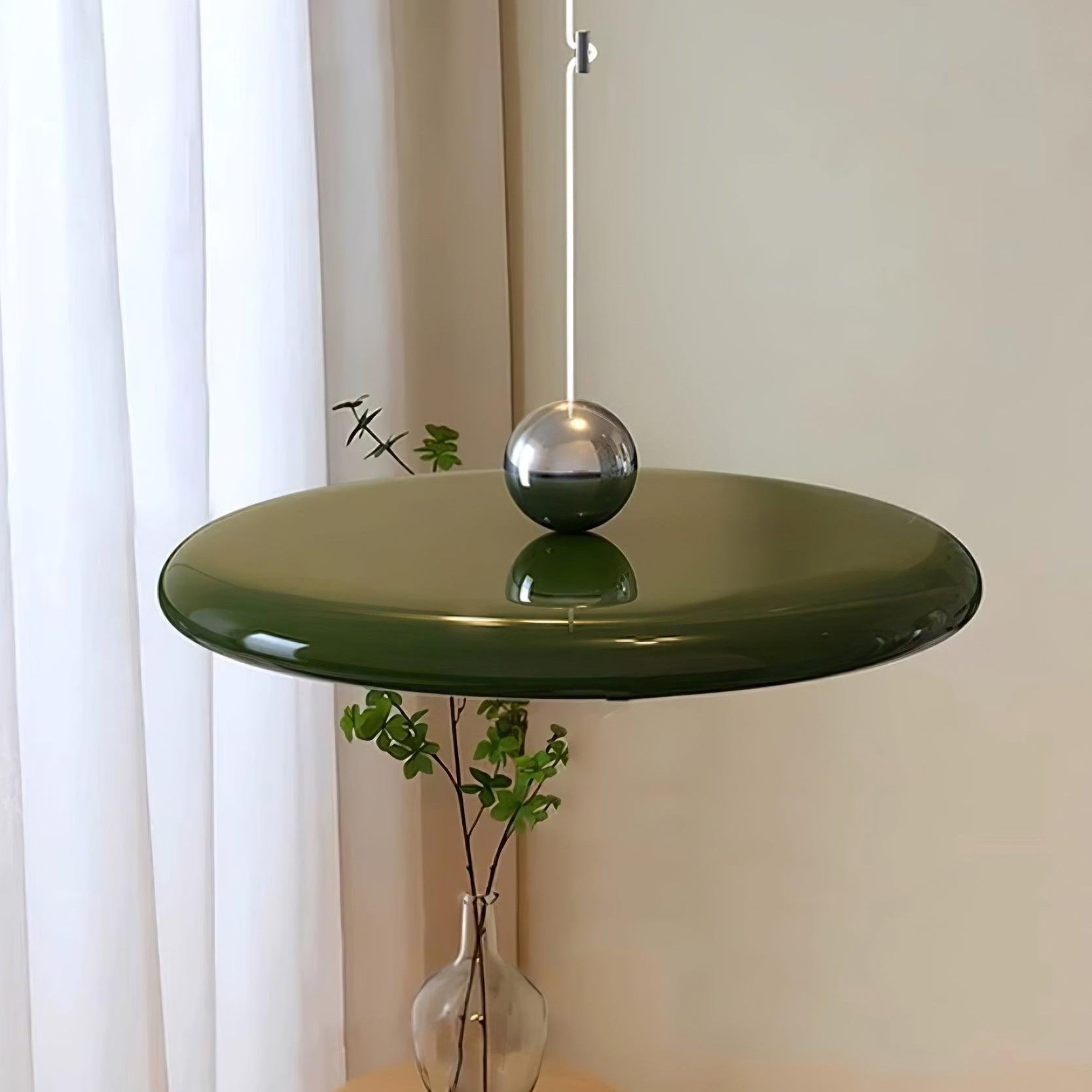 Lampada a sospensione con braccio regolabile e paralume a disco in metallo, LED integrato dimmerabile