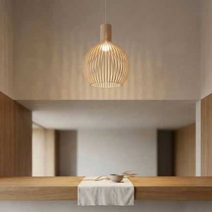 Lampada a sospensione in legno di betulla Octo 4240