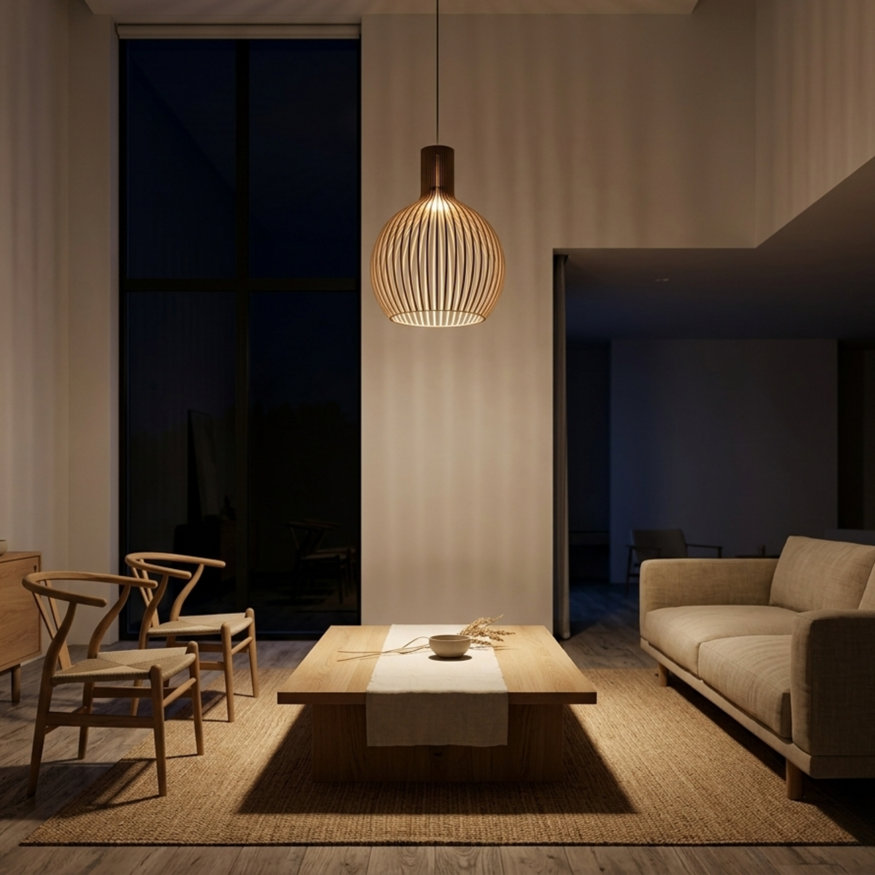 Lampada a sospensione in legno di betulla Octo 4240