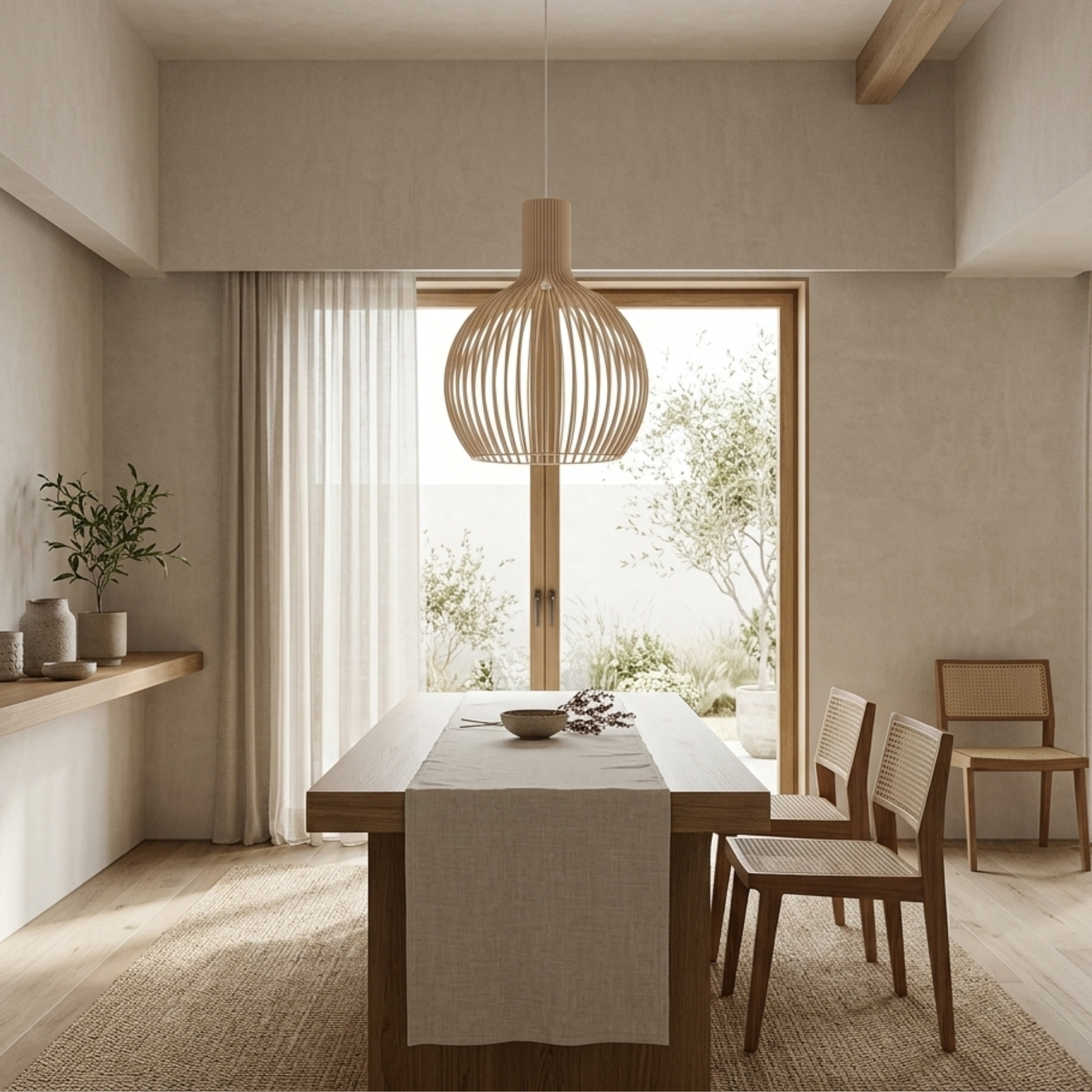 Lampada a sospensione in legno di betulla Octo 4240