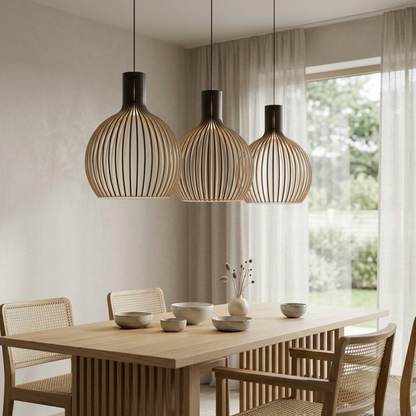 Lampada a sospensione in legno di betulla Octo 4240