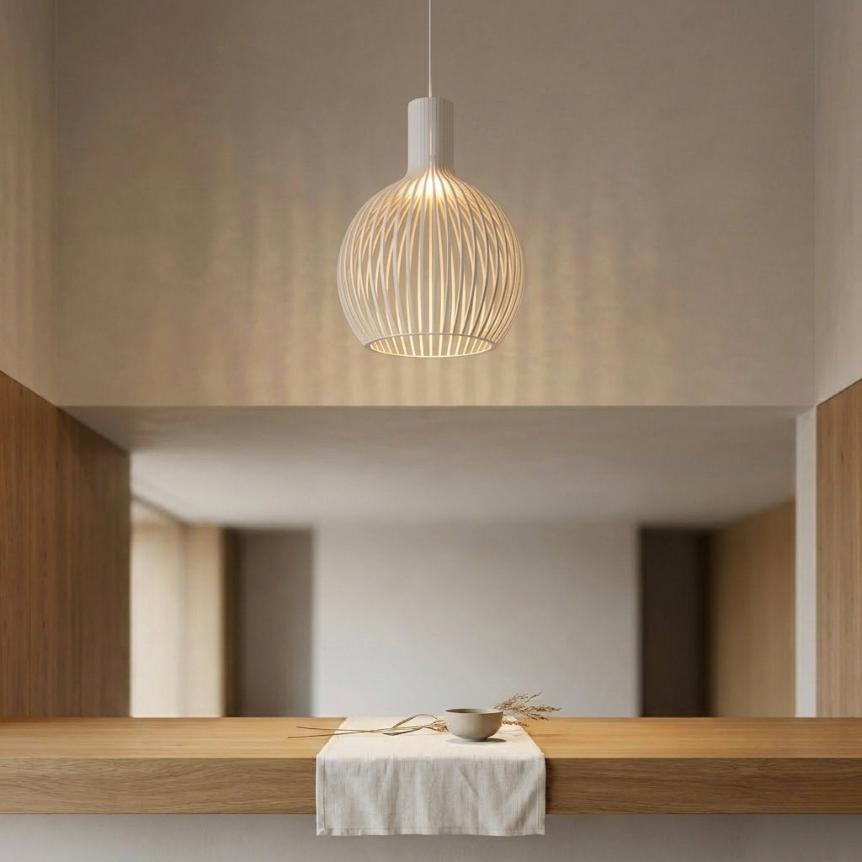 Lampada a sospensione in legno di betulla Octo 4240