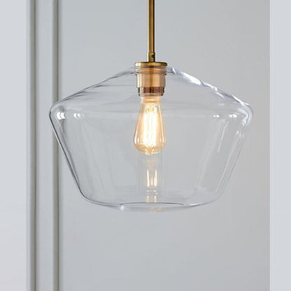 Lampada a sospensione in vetro sfaccettato a forma di diamante, ambra e trasparente, cavo in metallo