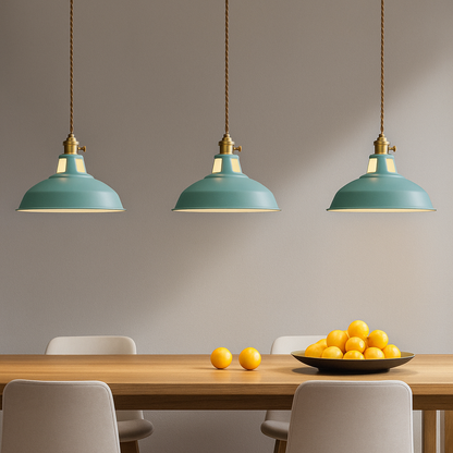 Lampada a sospensione industriale a cupola in metallo colorato LED per cucina