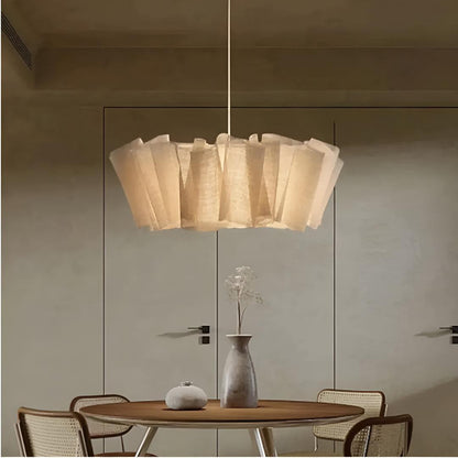 Lampada a sospensione japandi in tessuto plissettato