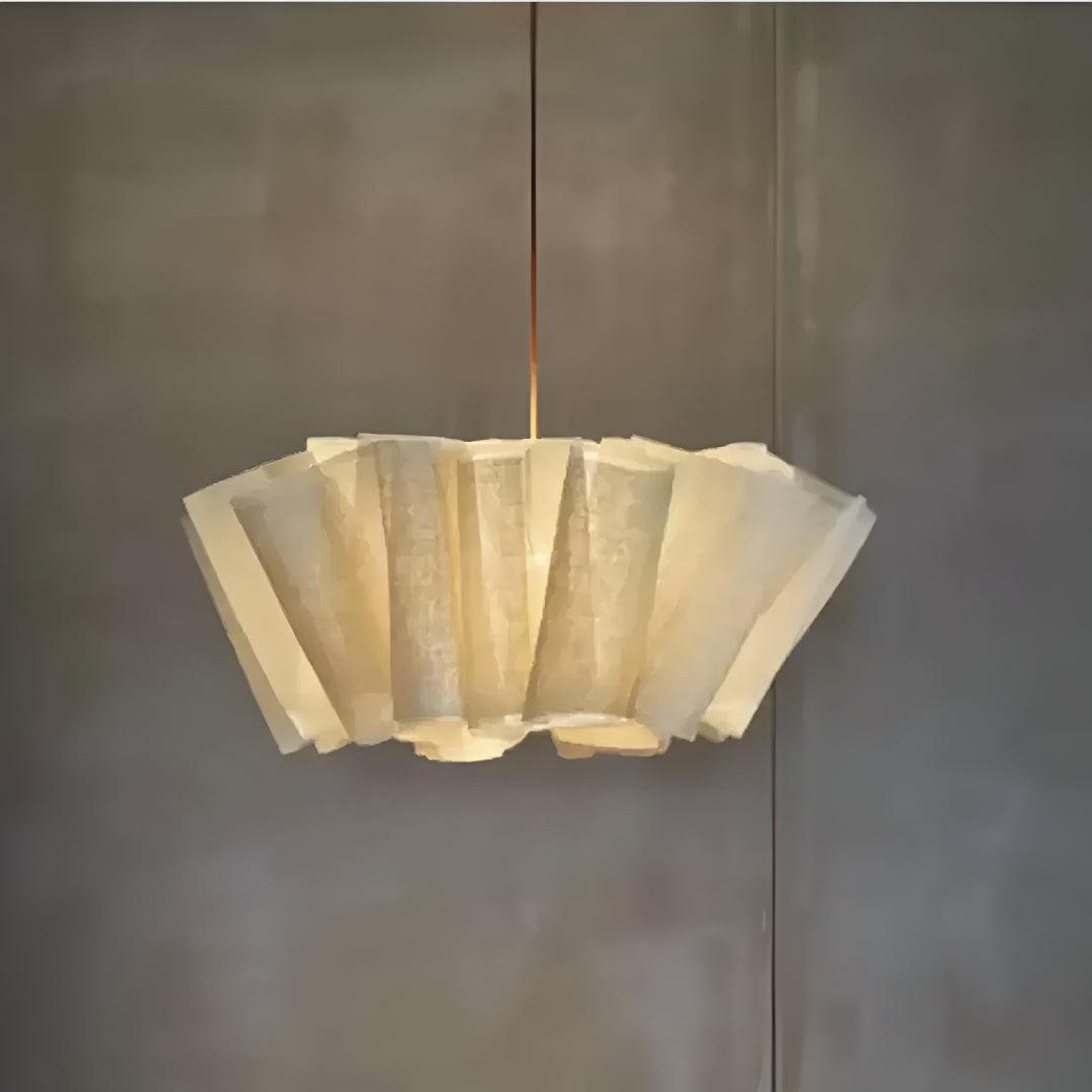 Lampada a sospensione japandi in tessuto plissettato