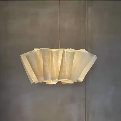 Lampada a sospensione japandi in tessuto plissettato