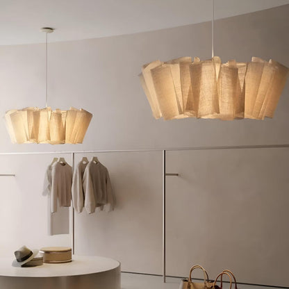 Lampada a sospensione japandi in tessuto plissettato