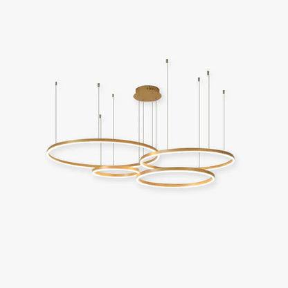 Lampada a sospensione LED a cluster di anelli circolari, nero oro caffè