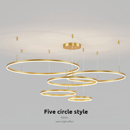 Lampada a sospensione LED a cluster di anelli circolari, nero oro caffè