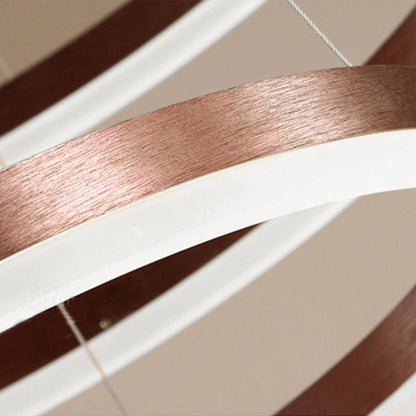 Lampada a sospensione LED a cluster di anelli circolari, nero oro caffè
