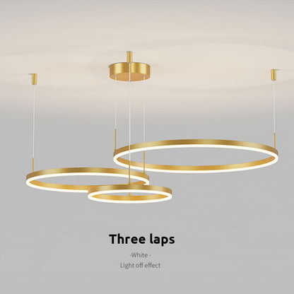 Lampada a sospensione LED a cluster di anelli circolari, nero oro caffè