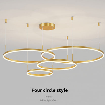 Lampada a sospensione LED a cluster di anelli circolari, nero oro caffè