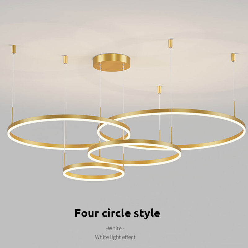 Lampada a sospensione LED a cluster di anelli circolari, nero oro caffè