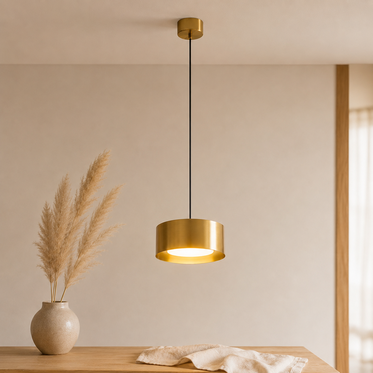 Lampada a sospensione LED a cupola in ferro, minimalista e compatta per isola cucina