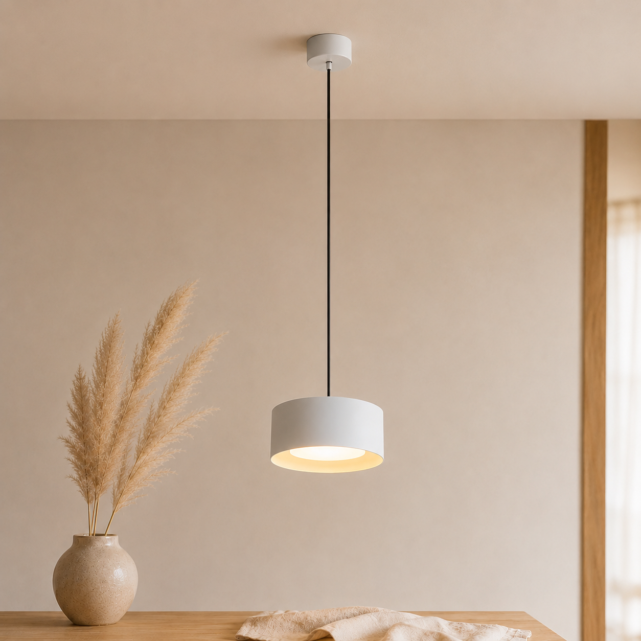 Lampada a sospensione LED a cupola in ferro, minimalista e compatta per isola cucina