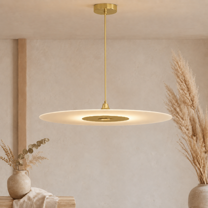 Lampada a sospensione LED a disco piatto moderna e minimalista in nero o oro