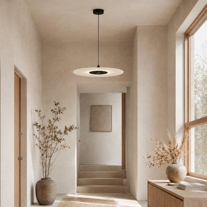 Lampada a sospensione LED a disco piatto moderna e minimalista in nero o oro