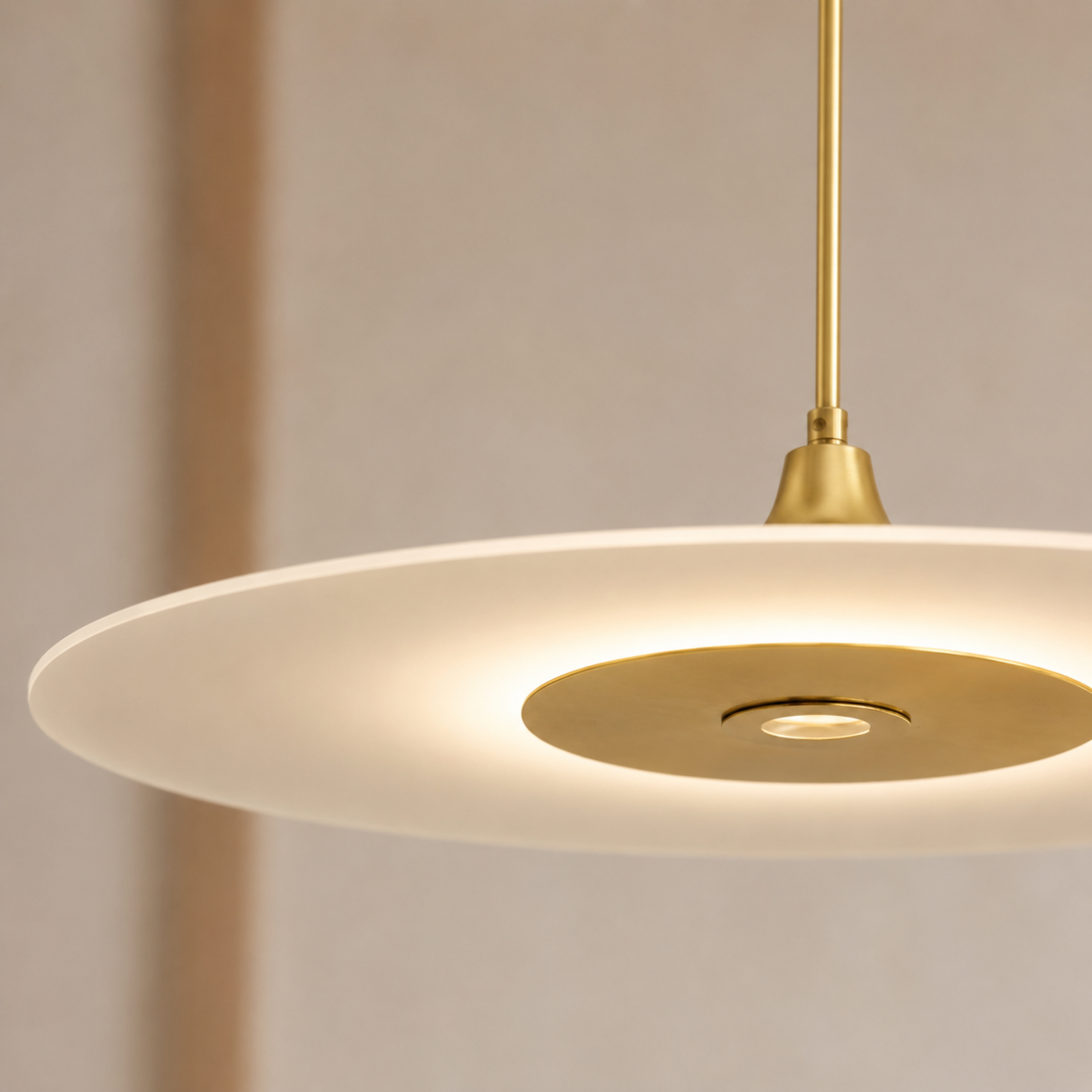 Lampada a sospensione LED a disco piatto moderna e minimalista in nero o oro