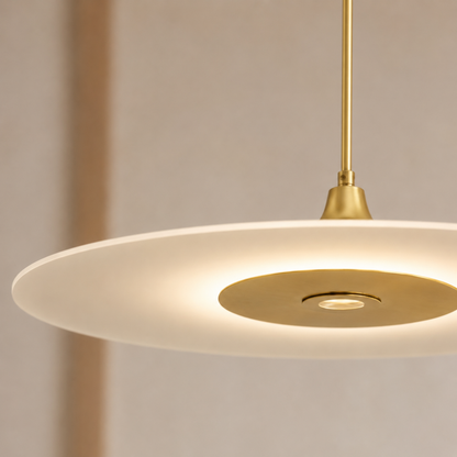 Lampada a sospensione LED a disco piatto moderna e minimalista in nero o oro