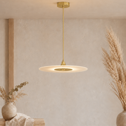 Lampada a sospensione LED a disco piatto moderna e minimalista in nero o oro