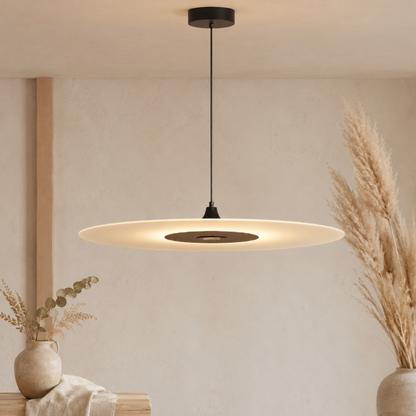 Lampada a sospensione LED a disco piatto moderna e minimalista in nero o oro