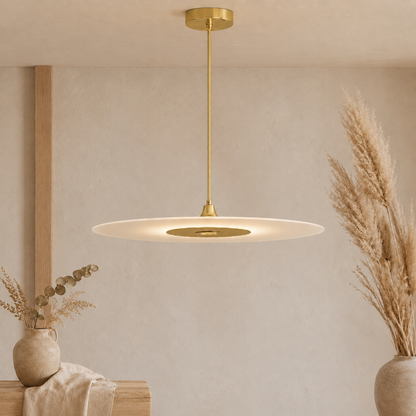 Lampada a sospensione LED a disco piatto moderna e minimalista in nero o oro