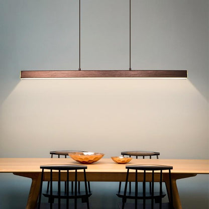 Lampada a sospensione LED lineare in metallo moderna, nera e marrone
