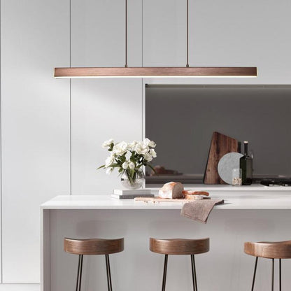 Lampada a sospensione LED lineare in metallo moderna, nera e marrone