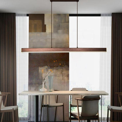 Lampada a sospensione LED lineare in metallo moderna, nera e marrone