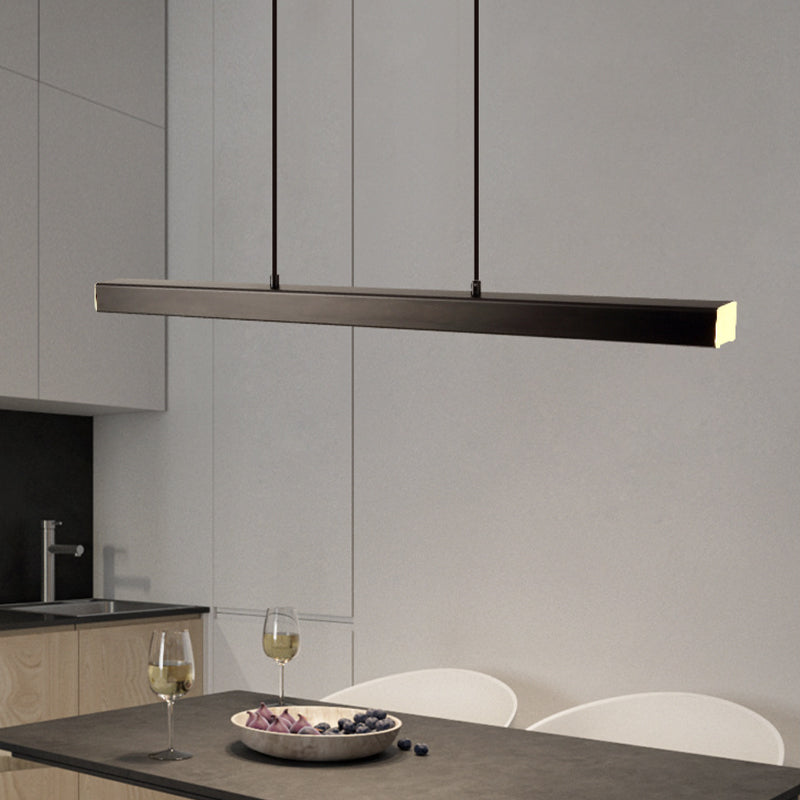 Lampada a sospensione LED lineare in metallo moderna, nera e marrone