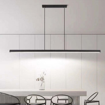 Lampada a sospensione LED lineare in metallo moderna, nera e marrone