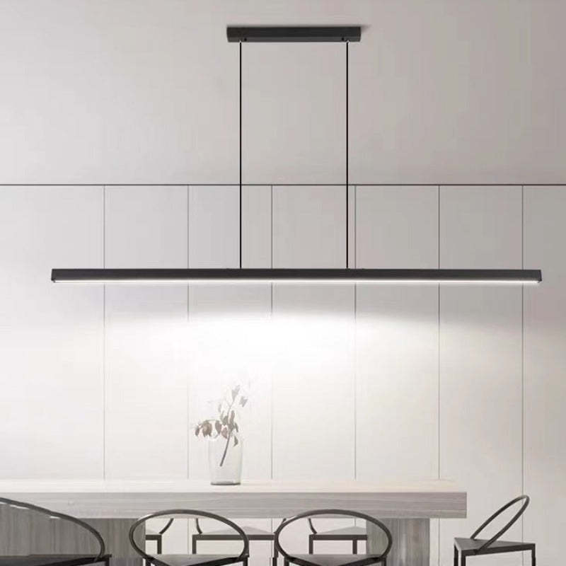 Lampada a sospensione LED lineare in metallo moderna, nera e marrone