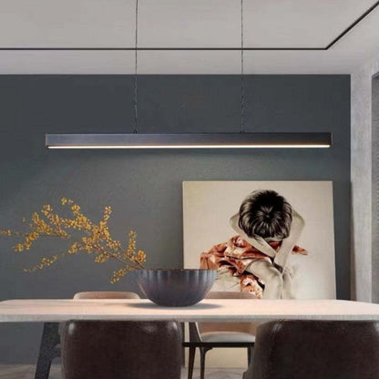 Lampada a sospensione LED lineare in metallo moderna, nera e marrone