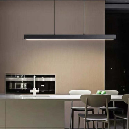Lampada a sospensione LED lineare in metallo moderna, nera e marrone