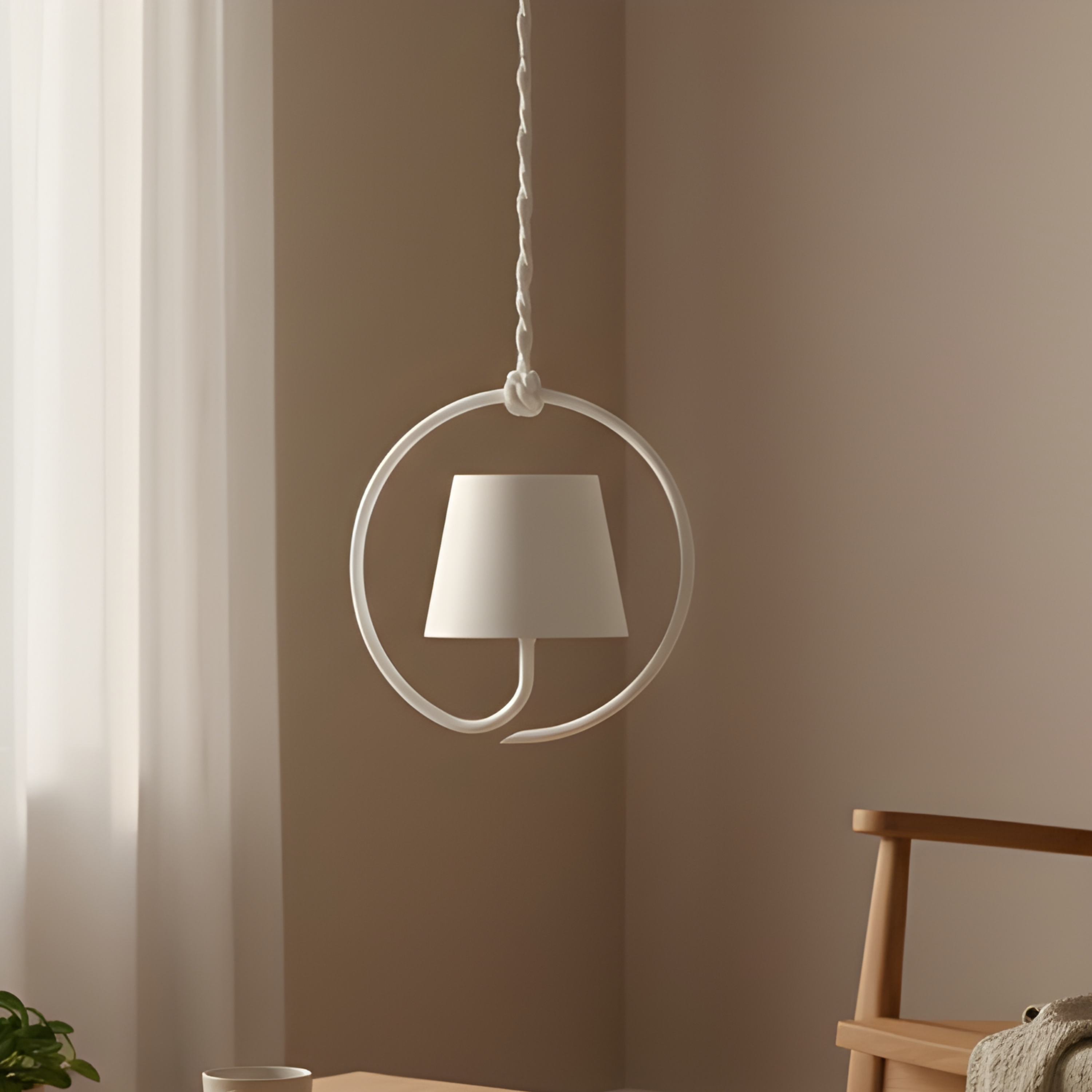 Lampada a sospensione LED minimalista ad anello con paralume conico