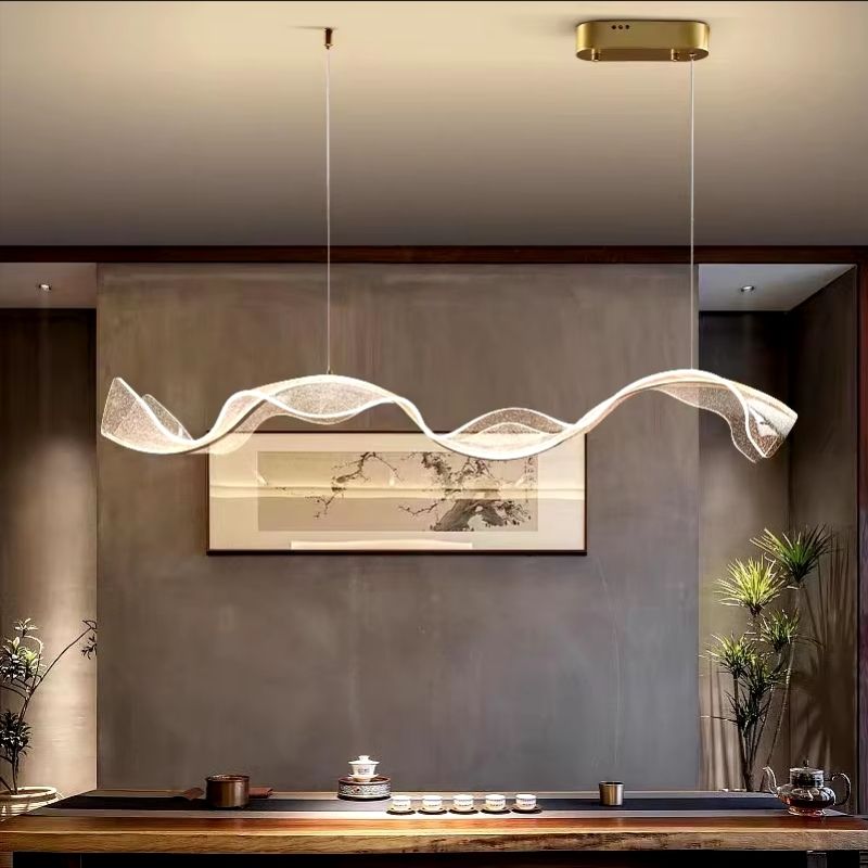 Lampada a sospensione LED moderna a onda per cucina, oro o nero