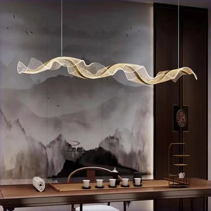 Lampada a sospensione LED moderna a onda per cucina, oro o nero