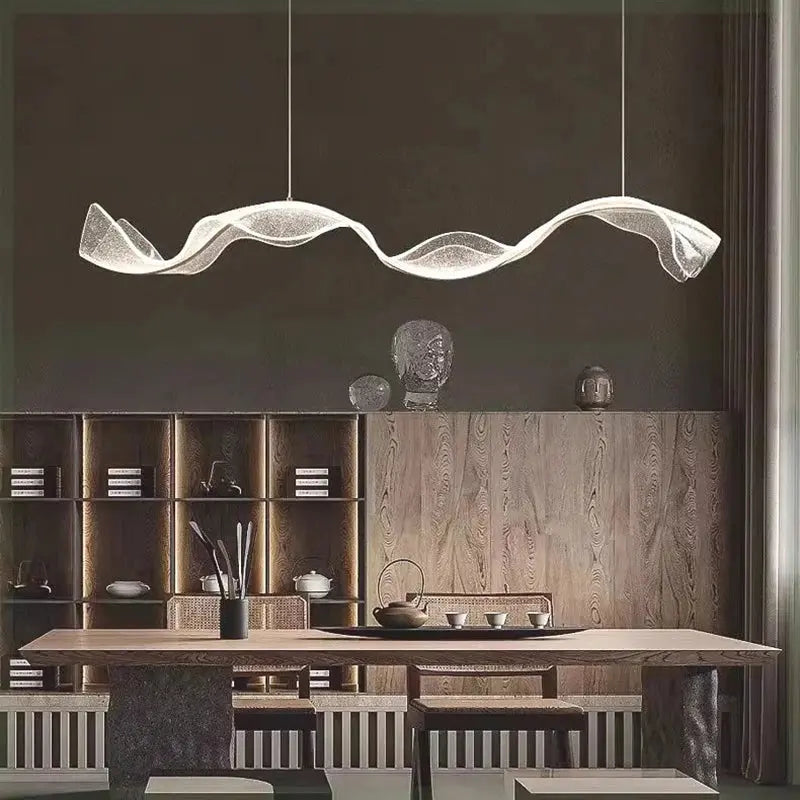 Lampada a sospensione LED moderna a onda per cucina, oro o nero