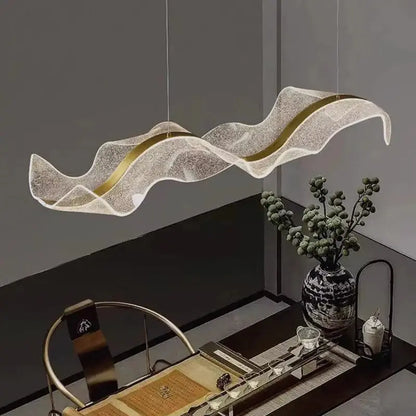 Lampada a sospensione LED moderna a onda per cucina, oro o nero