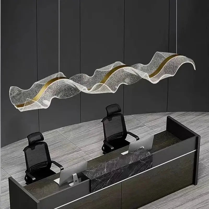 Lampada a sospensione LED moderna a onda per cucina, oro o nero