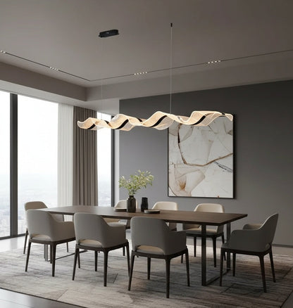 Lampada a sospensione LED moderna a onda per cucina, oro o nero