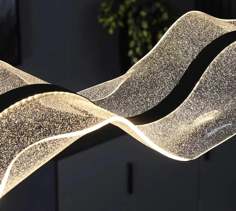 Lampada a sospensione LED moderna a onda per cucina, oro o nero