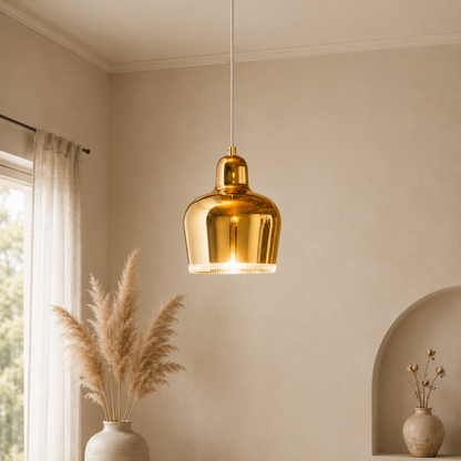 Lampada a sospensione LED moderna in metallo oro a campana