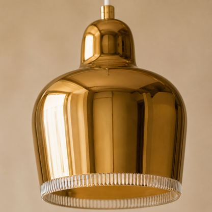 Lampada a sospensione LED moderna in metallo oro a campana