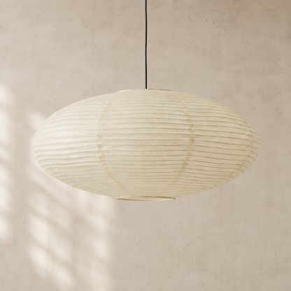 Lampada a sospensione LED ovale in carta di riso wabi sabi