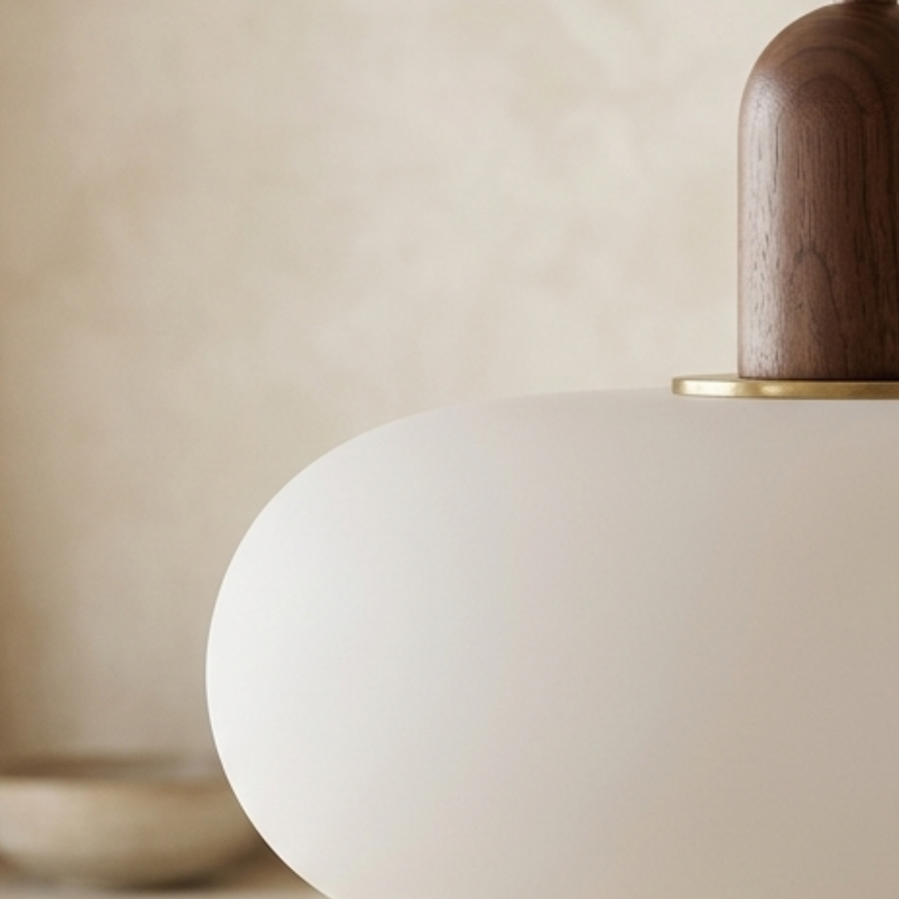 Lampada a sospensione LED ovale in legno di noce