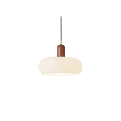 Lampada a sospensione LED ovale in legno di noce