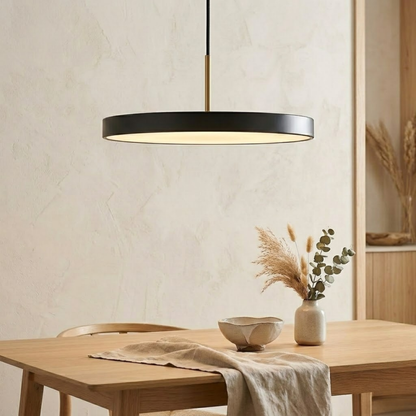 Lampada a sospensione LED retrò a disco sottile con sommità in ottone